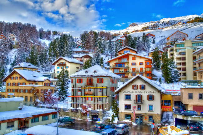 Обои картинки фото st moritz,  switzerland, города, - здания,  дома, зима, швейцария, санкт-мориц, switzerland, st, moritz