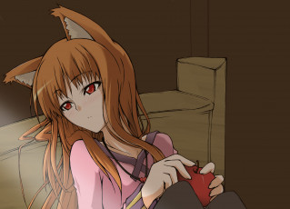 Картинка аниме spice+and+wolf девушка арт horo spice and wolf яблоко ушки