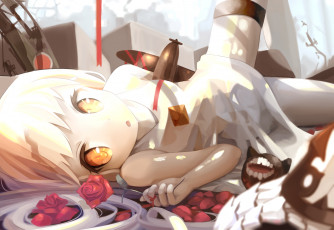 Картинка аниме kantai+collection взгляд роза nasubi fian0202 northern ocean hime девочка арт kantai collection
