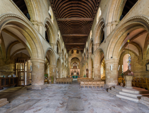 Обои картинки фото southwell minster nave, интерьер, убранство,  роспись храма, храм