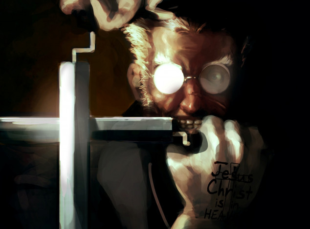 Обои картинки фото аниме, hellsing, leopinheiro, мужчина, alexander, anderson, anime, очки, перчатки, арт