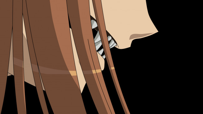 Обои картинки фото аниме, spice and wolf, зубы, девушка, арт, spice, and, wolf