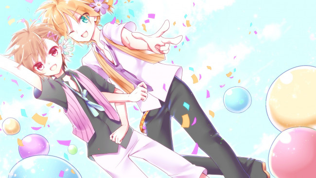 Обои картинки фото аниме, vocaloid, мальчики, utau, парни, арт, kagamine, len