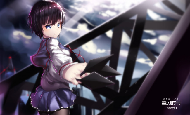 Обои картинки фото аниме, owari no seraph, owari, no, seraph, yukimi, shigure, девушка, кунаи, оружие, hk, zxd0554, арт