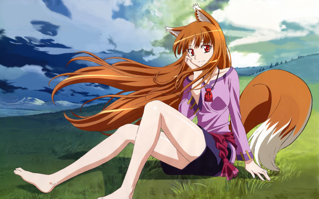 Обои картинки фото аниме, spice and wolf, арт, horo, spice, and, wolf, девушка