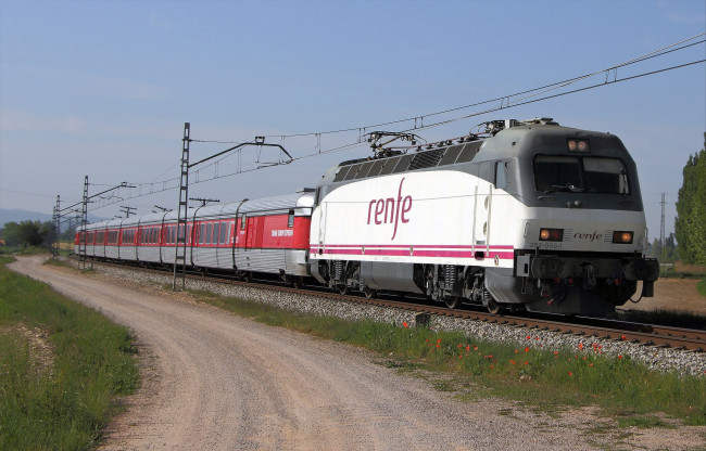 Обои картинки фото техника, электровозы, железная, дорога, рельсы, локомотив, состав