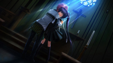 Картинка аниме rewrite фон взгляд девушка