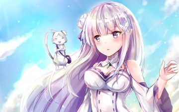 Картинка аниме re +zero+kara+hajimeru+isekai+seikatsu фон взгляд девушка