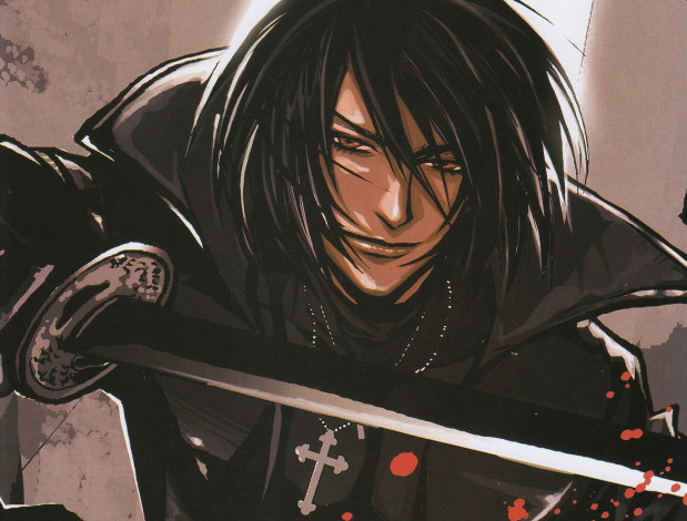 Обои картинки фото аниме, togainu no chi, меч, парень