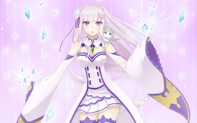 Обои картинки фото аниме, re,  zero kara hajimeru isekai seikatsu, фон, взгляд, девушка