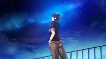 обоя аниме, ryuusei kiseki -shooting probe, девушка, взгляд, фон