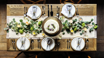 Картинка еда сервировка приборы торт свечи