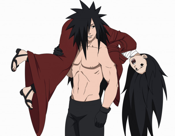 Обои картинки фото аниме, naruto, учиха, девушка, мадара