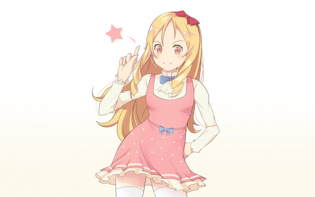 Обои картинки фото аниме, eromanga-sensei, взгляд, девушка, фон