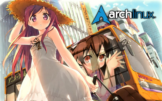 Обои картинки фото компьютеры, linux, логотип, фон, взгляд, девушка