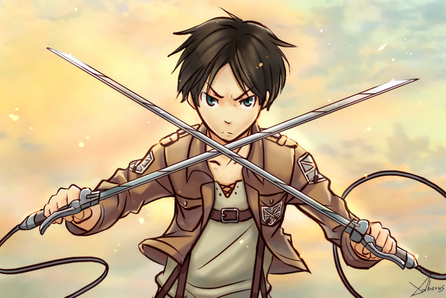Обои картинки фото аниме, shingeki no kyojin, атака, титанов