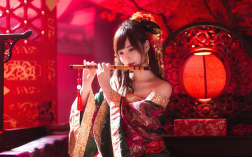 Картинка музыка -другое азиатка дудка девушка