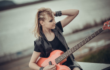обоя музыка, -другое, гитара, девушка