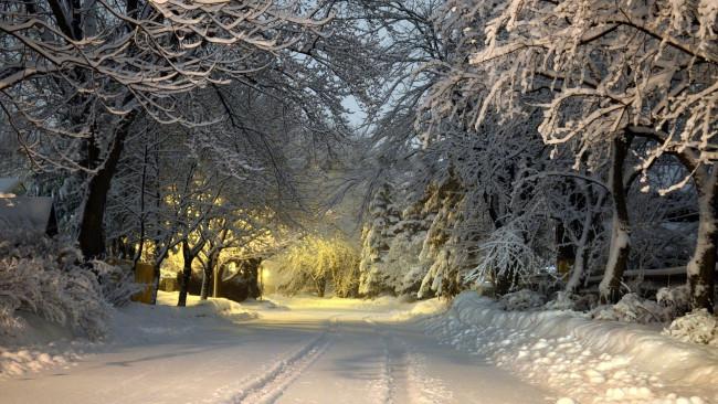 Обои картинки фото природа, зима, вечер