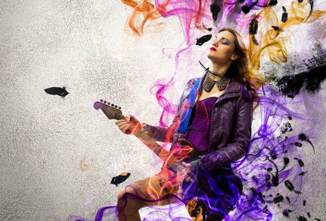 Обои картинки фото музыка, -другое, девушка, гитара