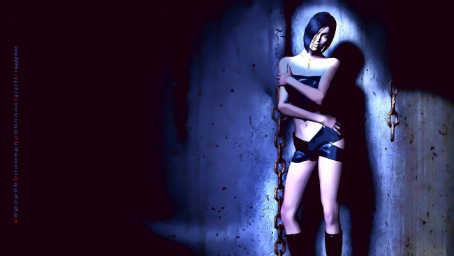 Обои картинки фото календари, 3д-графика, девушка, цепь, calendar, стоять