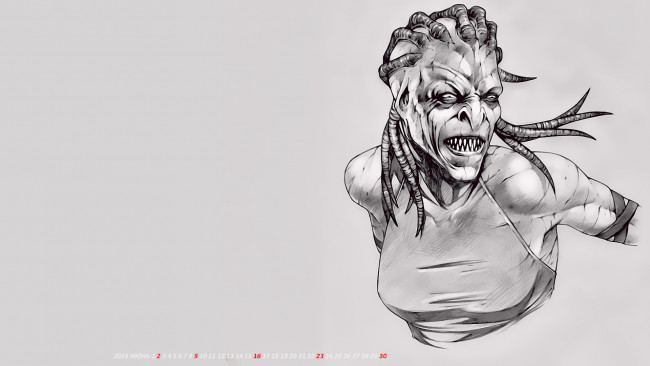 Обои картинки фото календари, фэнтези, существо, calendar, оскал, лицо