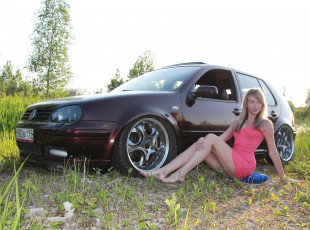 обоя автомобили, -авто с девушками, volkswagen, golf