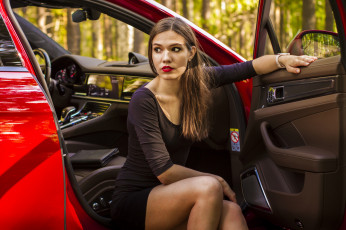 обоя автомобили, -авто с девушками, porsche