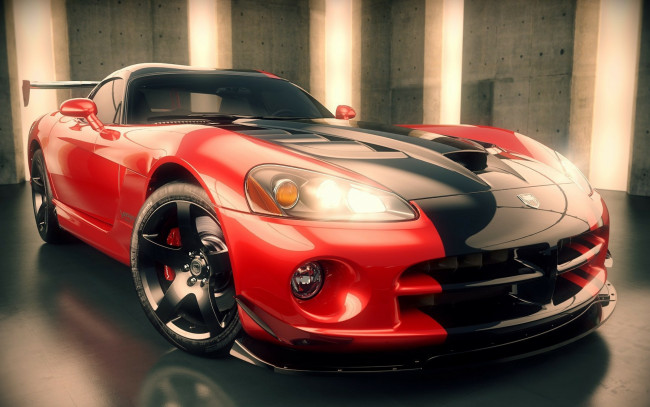 Обои картинки фото dodge viper, автомобили, 3д, dodge, viper, srt, 10, acr, мощь, скорость, у, этого, парня, в, крови