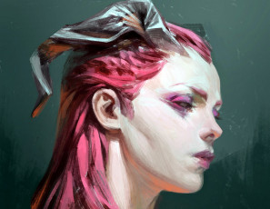 Картинка фэнтези демоны девушка лицо рога