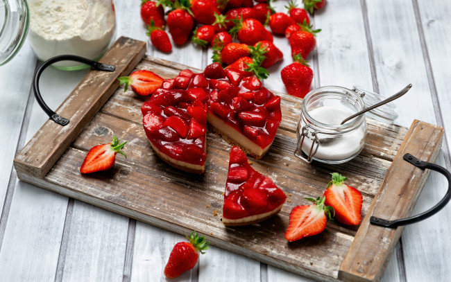 Обои картинки фото еда, пироги, клубничный, пирог, чизкейк, ягоды, клубника