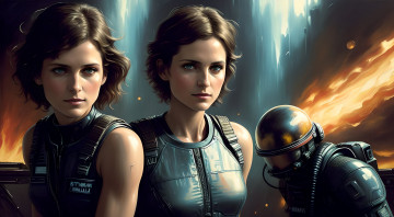 Картинка alien +ellen+ripley фэнтези девушки нейросети графика нейроарт ai art нейронные сети рисунки нейро искусство