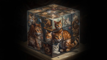 Картинка фэнтези другое нейросети графика нейроарт ai art нейронные сети рисунки нейро искусство кубик рубика из котов
