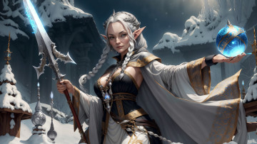 Картинка фэнтези эльфы нейросети графика нейроарт ai art нейронные сети рисунки нейро искусство