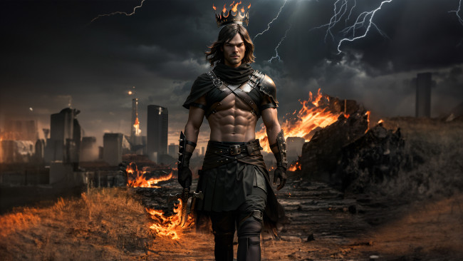 Обои картинки фото фэнтези, люди, нейросети, графика, нейроарт, ai, art, нейронные, сети, рисунки, нейро, искусство, воин