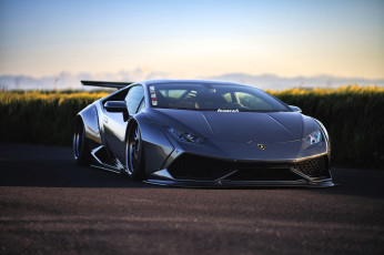 Картинка автомобили lamborghini серебристый дорога поле