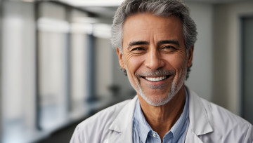 Картинка 3д+графика люди+ people мужчина врач улыбка седина белый халат