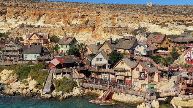 Обои картинки фото popeye village, malta, города, - панорамы, popeye, village