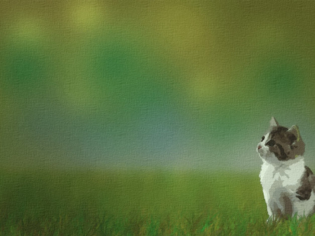 Обои картинки фото рисованные, животные, котик