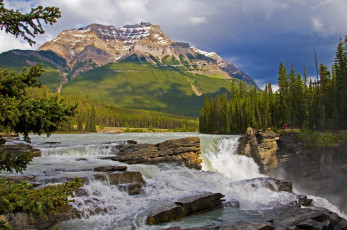 Картинка banff canada природа водопады река горы лес