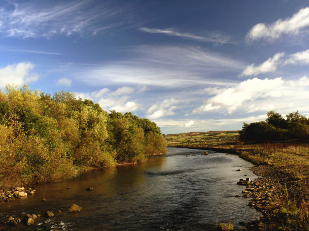 Обои картинки фото природа, реки, озера, облака, река, деревья