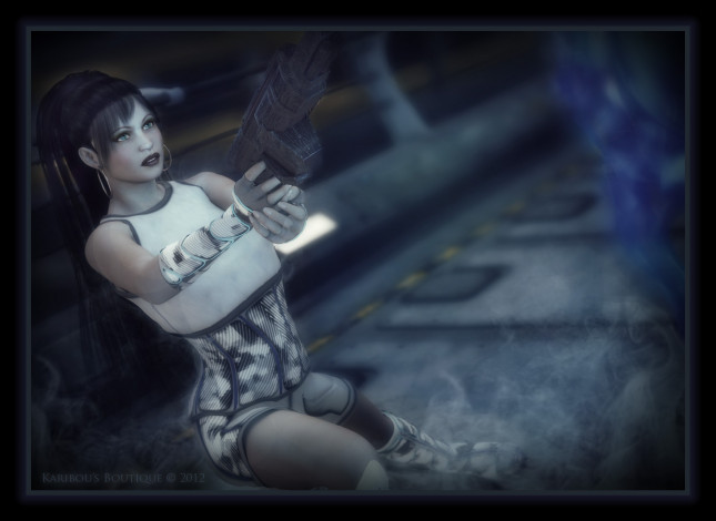 Обои картинки фото 3д, графика, people, люди, девушка, оружия