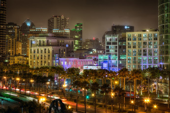 Картинка города сан диего сша здания ночь огни