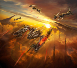 Картинка фэнтези космические+корабли +звездолеты +станции космос бой