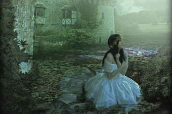 Картинка фэнтези фотоарт здания девушка