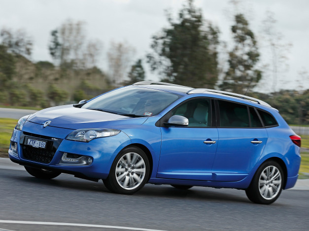 Обои картинки фото автомобили, renault, line, gt, au-spec, estate, mеgane, синий