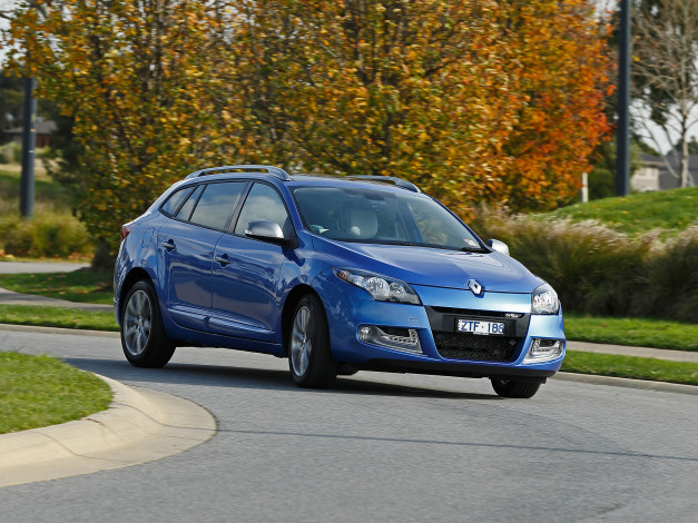 Обои картинки фото автомобили, renault, синий, au-spec, line, gt, estate, mеgane