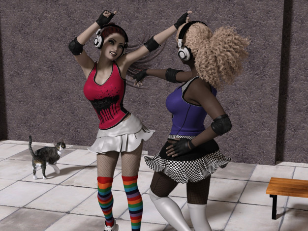 Обои картинки фото 3д графика, люди , people, фон, взгляд, девушки