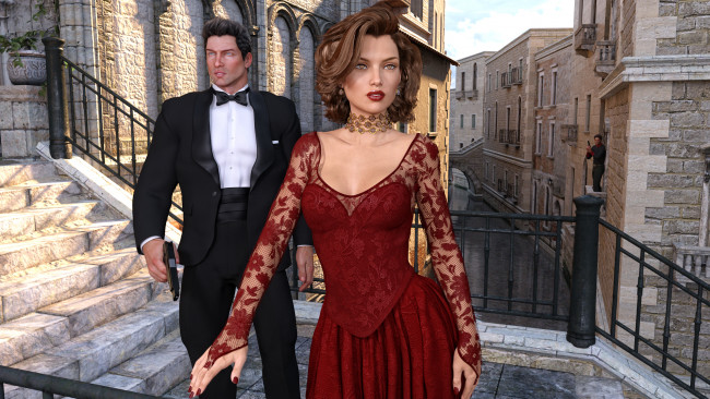 Обои картинки фото 3д графика, люди , people, фон, взгляд, девушка, мужчина