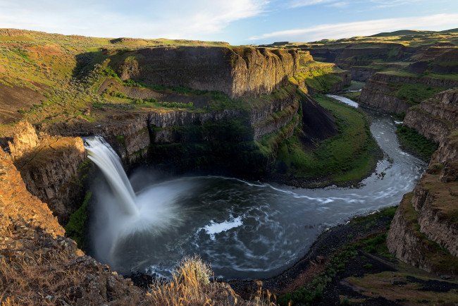 Обои картинки фото природа, водопады, водопад, лес, река